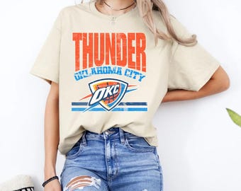 Distressed Varsity OKC Shirt: Oklahoma City Basketball Crewneck