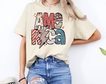 America Shirt, 4th of July, Independence Day, USA, Memorial Day Crewneck, Youth Short Sleeve