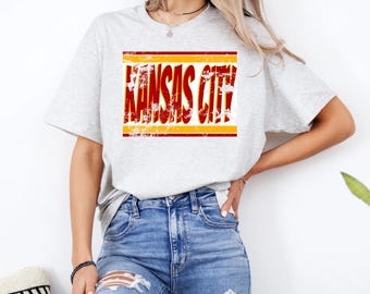 Distressed Kansas City Chiefs Football T-Shirt
