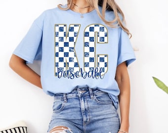 Checkered KC Royals Baseball Shirt