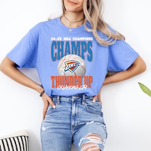 Camiseta Oklahoma City Thunder, Oklahoma City Thunder Champions, OKC Champions, camiseta de cuello redondo de los campeones de la NBA