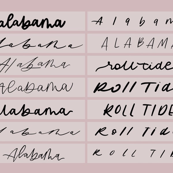 Alabama Bündel | 14 handgeschriebene Designs PNG-Datei auf 12 "x 12" Standardgröße | Roll Tide | Dateien für Cricut, Tshirts, Tassen, Geschenke.