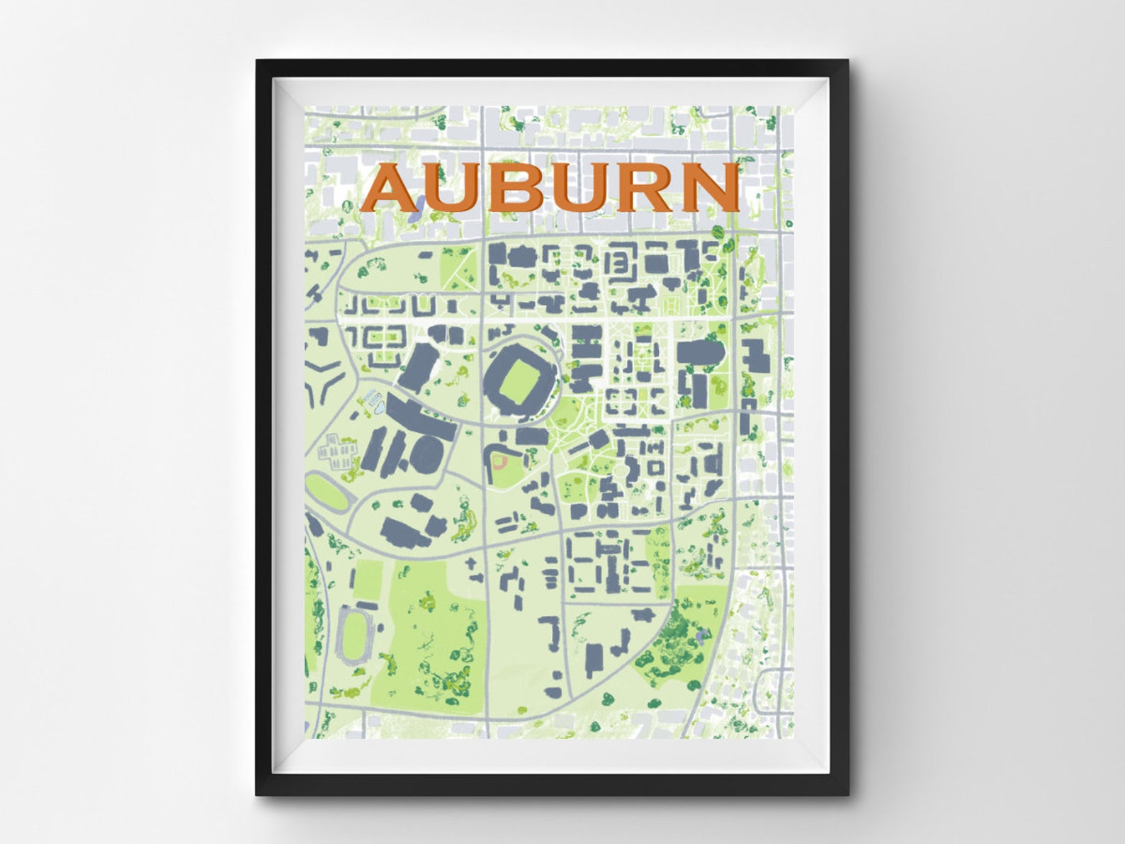 Auburn University Map Collage 8.5x11in. Graduation Gift Etsy