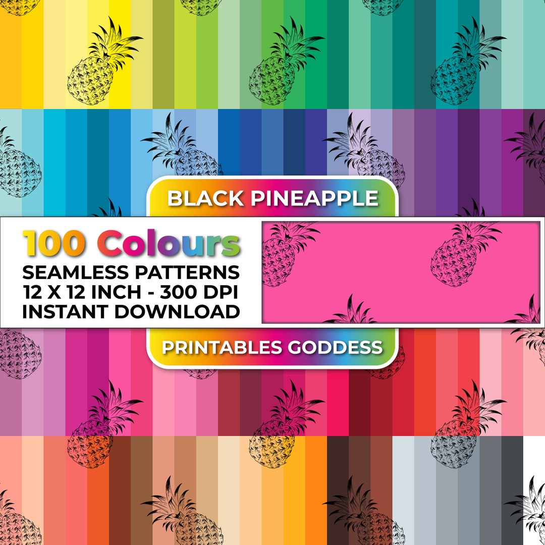 Pineapple Patterns 100 Pinaple Papers Rainbow Pineapple Colourful