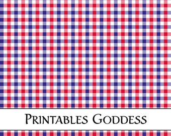 USA Red, Blue and White Gingham Seamless Pattern, Repeat Pattern, Commercial Use Digital Pattern, Printables Goddess