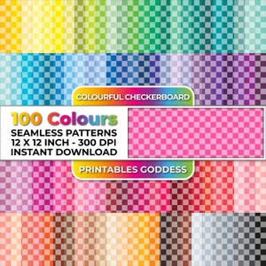 100 Colourful Checkerboard Seamless Patterns, Repeat Patterns, Digital Patterns, Paper, Scrapbooking, Instant Digital Download