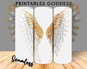 Angel Wings Tumbler Wrap Tumbler Wings 20 oz Straight Tumbler Wrap Angel Wings White Tumbler Golden Angel Wings Wrap Fantasy