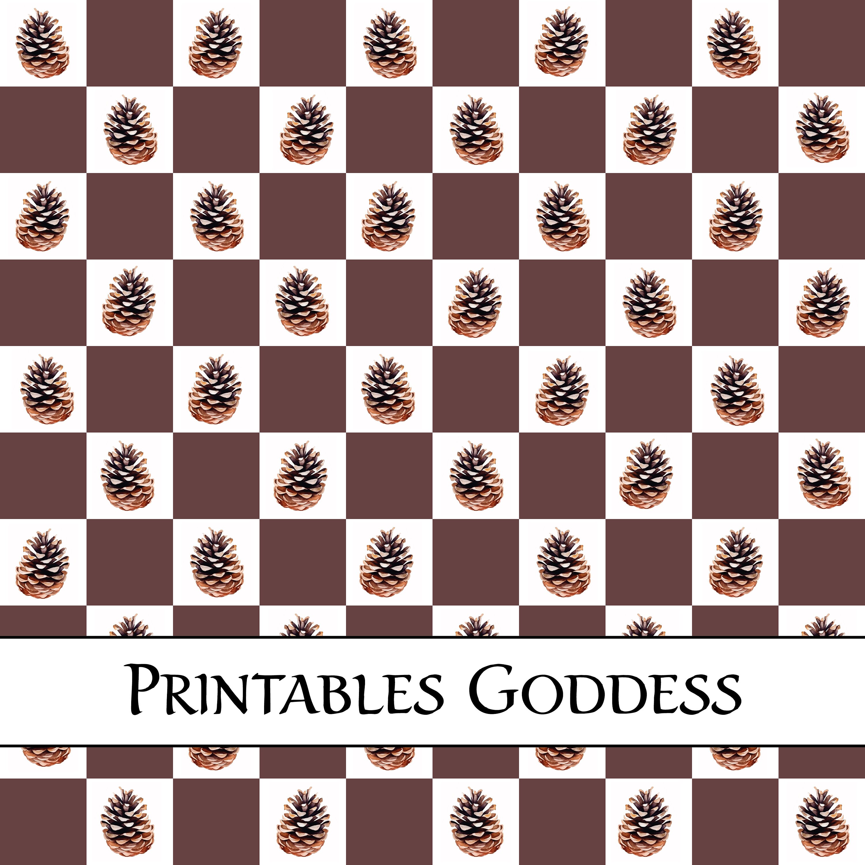 Pinecone Chekers Pattern Repeat Pinecone Pattern Cottage Core Checkers ...