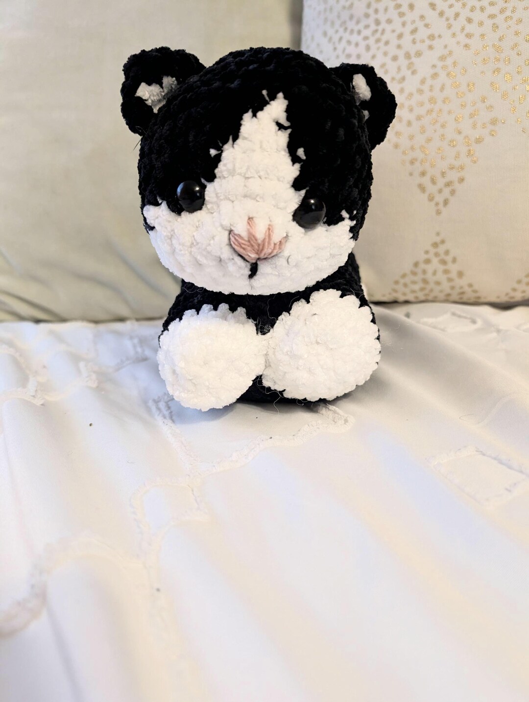 Plush Black and White Kitty Cat - Etsy