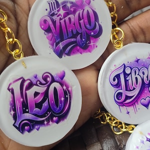 Zodiac Sign Keychain Personalized Astrological Keyrings Gift for Star Lovers Birthday Charm Accessory