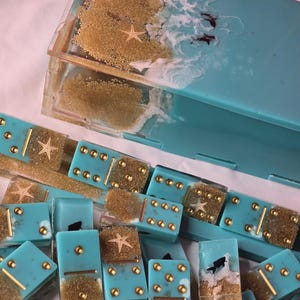 Ocean Dominos, Handmade Domino Set, Mother&#39;s Day Gift, Stockings, Game Night, Father&#39;s Day