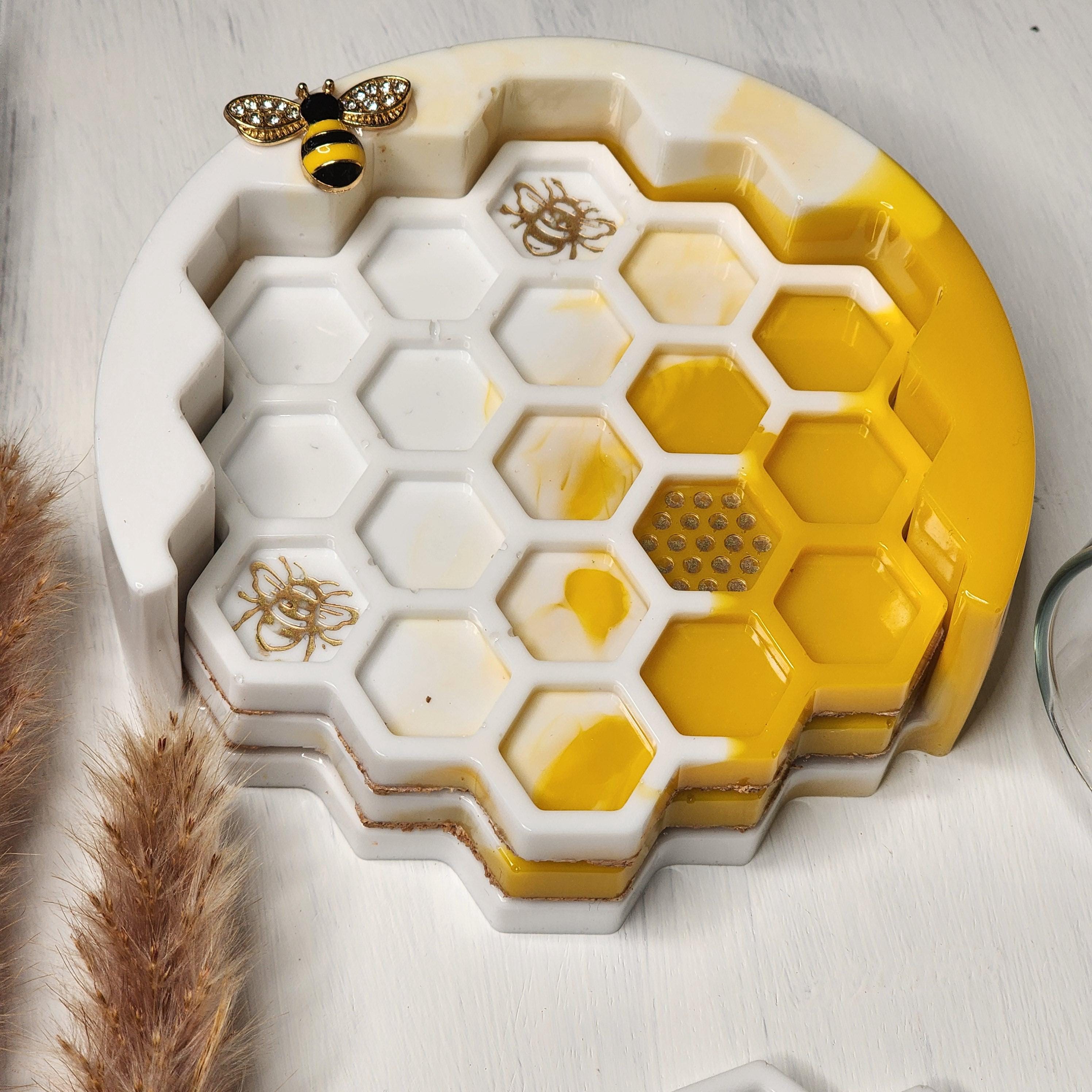 Handmade Resin Honeycomb Coasters: Bee-Themed Drink Coasters