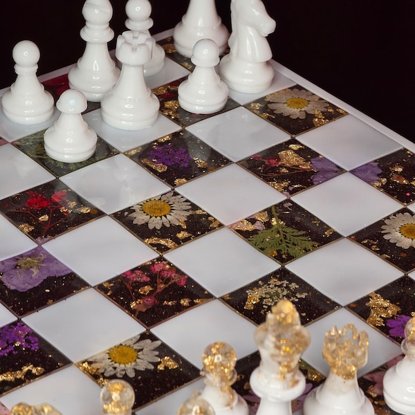 Resin Chessboard Set, Unique Gift for Chess Collectors, Custom Game Board, Ideal Housewarming or Anniversary Present