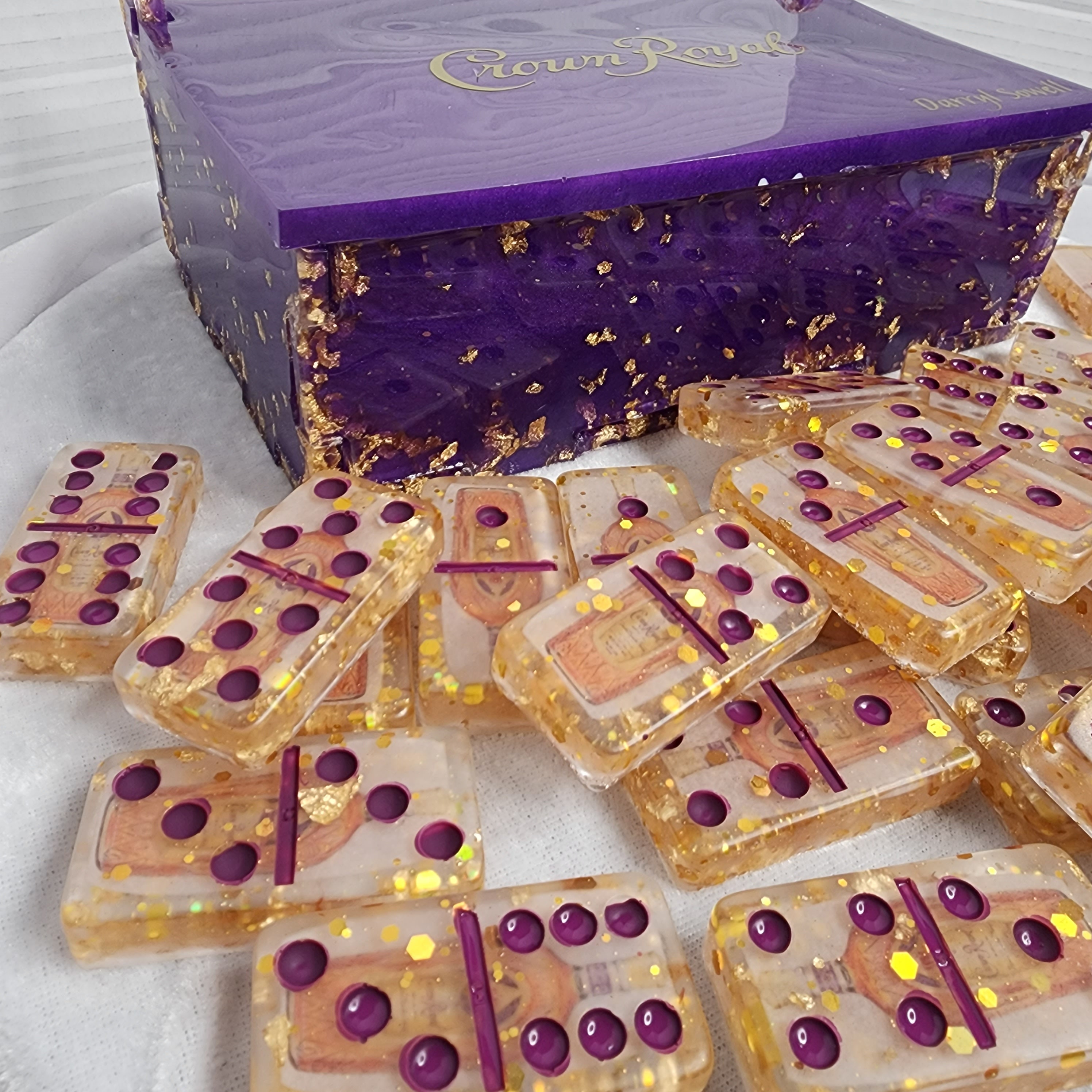 Handmade Crown Royal Domino Set: Resin Art Game Night - Etsy display picture 1