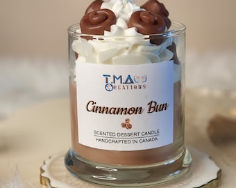 Bougie de cire de soja et petit pain à la cannelle : parfum de dessert d'automne, 8 oz