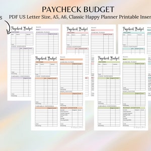 Paycheck Budget Worksheet, Weekly Budget, PDF Printable, US Letter Size ...