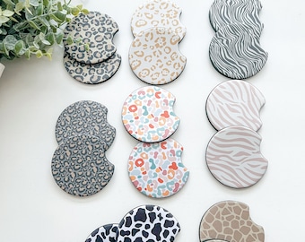 Car Coasters: Animal Print Neoprene Cup Holder Coasters Set of 2