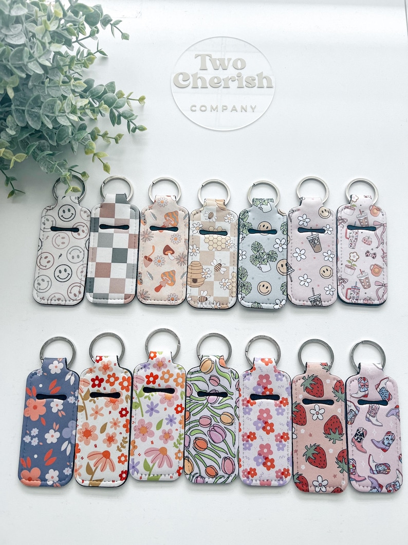 Keep your lip balm close and never lose it again with this cute chapstick holder keychain.  neoprene keychain is perfect to carry your chapstick, lip balm, or lipstick on the go. It is a must-have accessory for anyone who loves convenience and style.