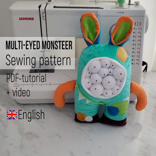 Monster toy Pattern PDF | DIY embroidery sewing pattern for Monsters | Monster soft toy tutorial