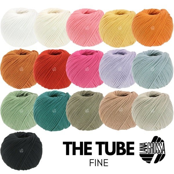Lana Grossa THE TUBE FINE Ruban tube fin en coton rempli de 100 g Ø 3 - 4 mm - idéal pour les objets de décoration et les sacs 140 m