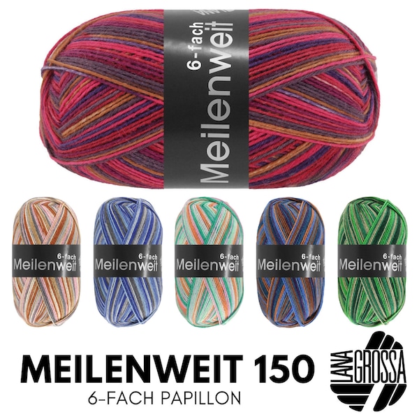 Lana Grossa MILENWEIT 150 g PAPILLON fil de chaussettes 6 brins durable et chaud 390 m