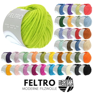 Lana Grossa FELTRO UNI 50 g moderne Filzwolle in 51 Farben 50 m Filzgarn