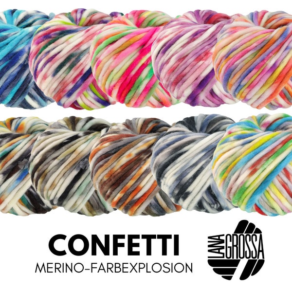 Lana Grossa CONFETTI 100g Farbexplosion buntes Merino-Dochtgarn 50 m