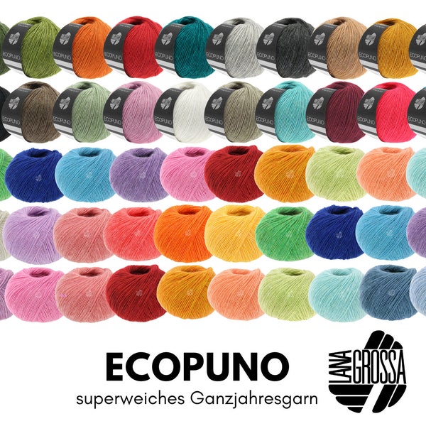 Lana Grossa ECOPUNO 50 g superweiches Ganzjahresgarn aus Baumwolle 70 Farben 215 m