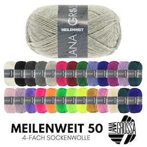 Lana Grossa MEILENWEIT 50 g UNI 4-fach Sockenwolle mit 80 % Schurwolle 210 m