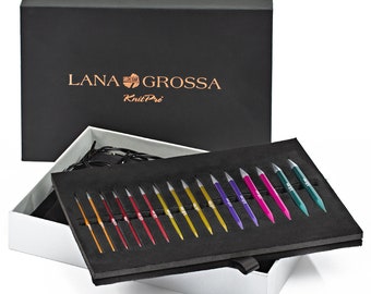 Lana Grossa Rundstricknadel Set Aluminium Rainbow mit austauschbaren Nadelspitzen 3,5 - 8,0 mm
