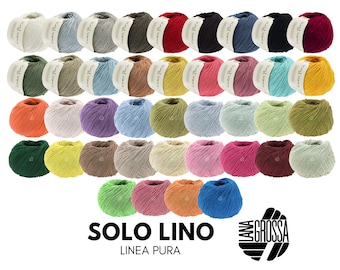 Lana Grossa SOLO LINO (Linea Pura) 50 g de fil de lin durable composé à 80 % de fibres recyclées 120 m