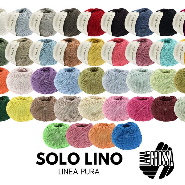 Lana Grossa SOLO LINO (Linea Pura) 50 g de fil de lin durable composé à 80 % de fibres recyclées 120 m