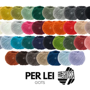 Lana Grossa PER LEI 50 g klassisches Merino-Dochtgarn aus 100 % Merino-Schurwolle (GOTS zertifiziert) 60 m