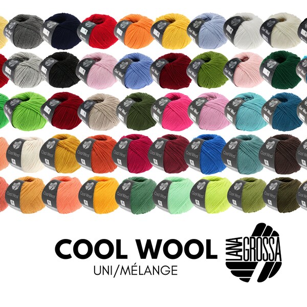 Lana Grossa COOL WOOL 50 g de fil à tricoter facile d'entretien en laine mérinos extra fine 90 couleurs