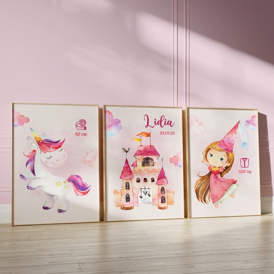 Princess Nursery Wall Art Set – Printed Posters | Decoración Infantil ...