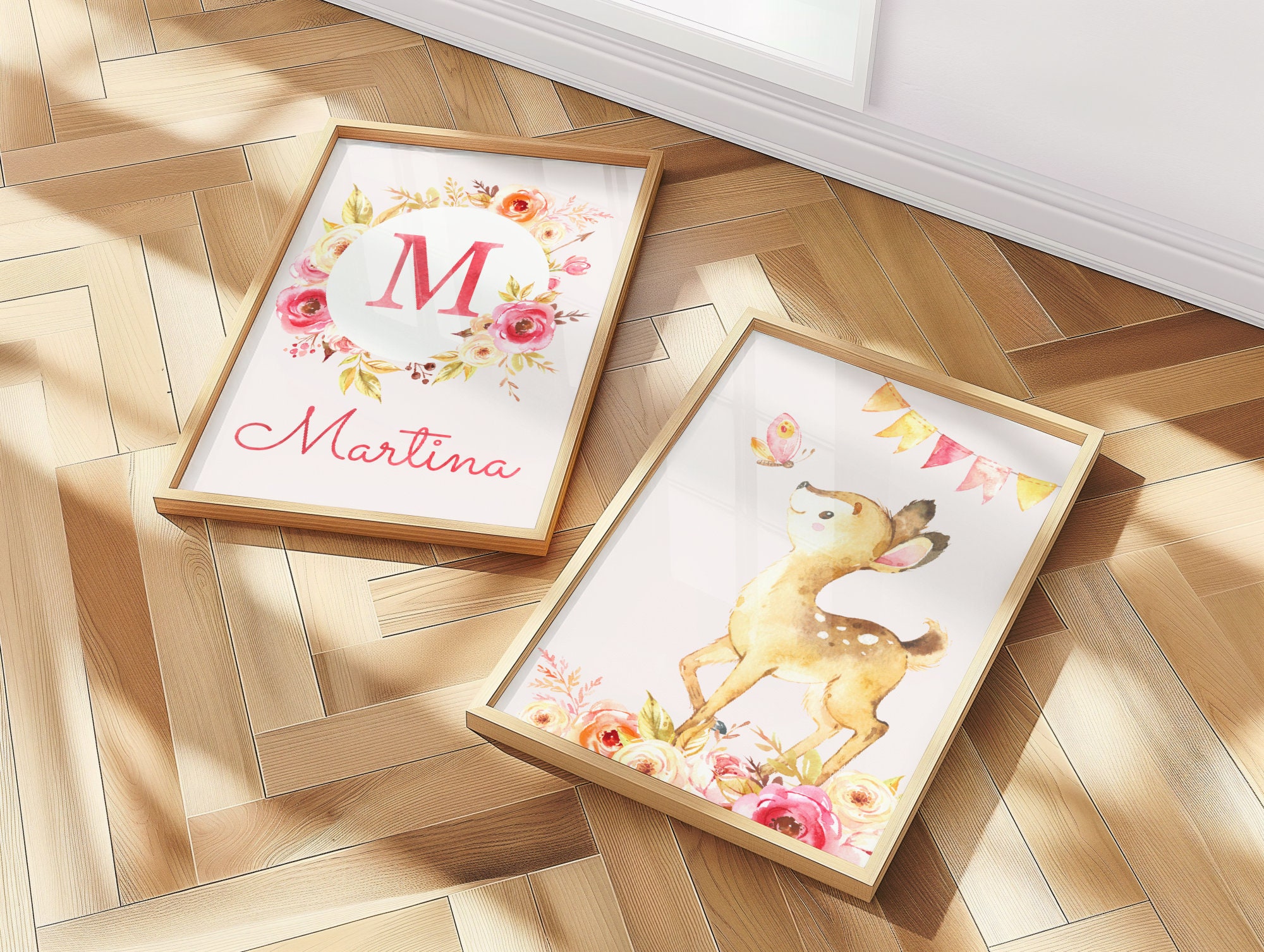 Deer Nursery Prints: Personalized Girl's Room Decor