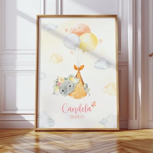 Personalisierter Baby Elefant Druck: Kinderzimmer Wandkunst, Name & Datum