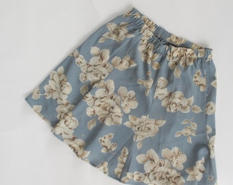 Vintage 90s Blue Floral Mini Skirt | Y2k Rose Skirt | Knapp Studio California Made in USA | Small-Medium