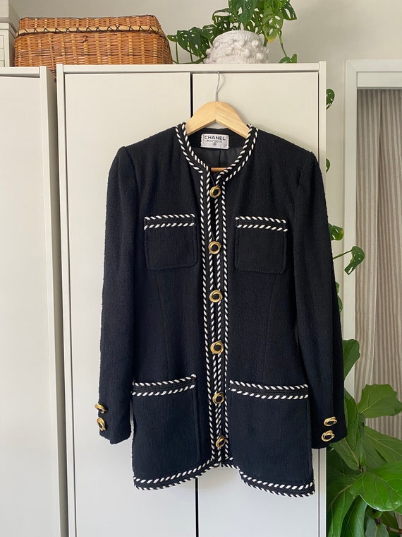 Chanel Boutique Vintage Black Tweed Jacket Blazer - image 5