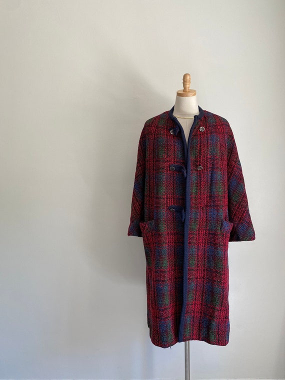 Vintage Knit Plaid Colorful Overcoat