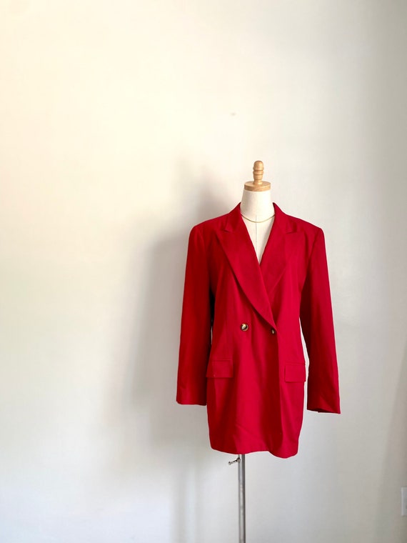 Vintage Liz Claiborne Red Blazer | Bright Red Desi