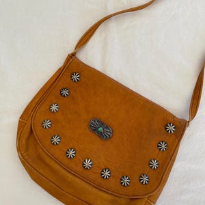 Vintage Handmade Leather Purse 60’s | Turquoise Accent| Handbag Evening Bag