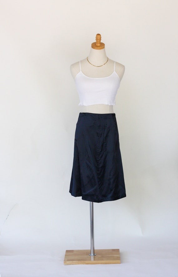 Vintage Barneys New York Black Navy Rayon Silky Sk