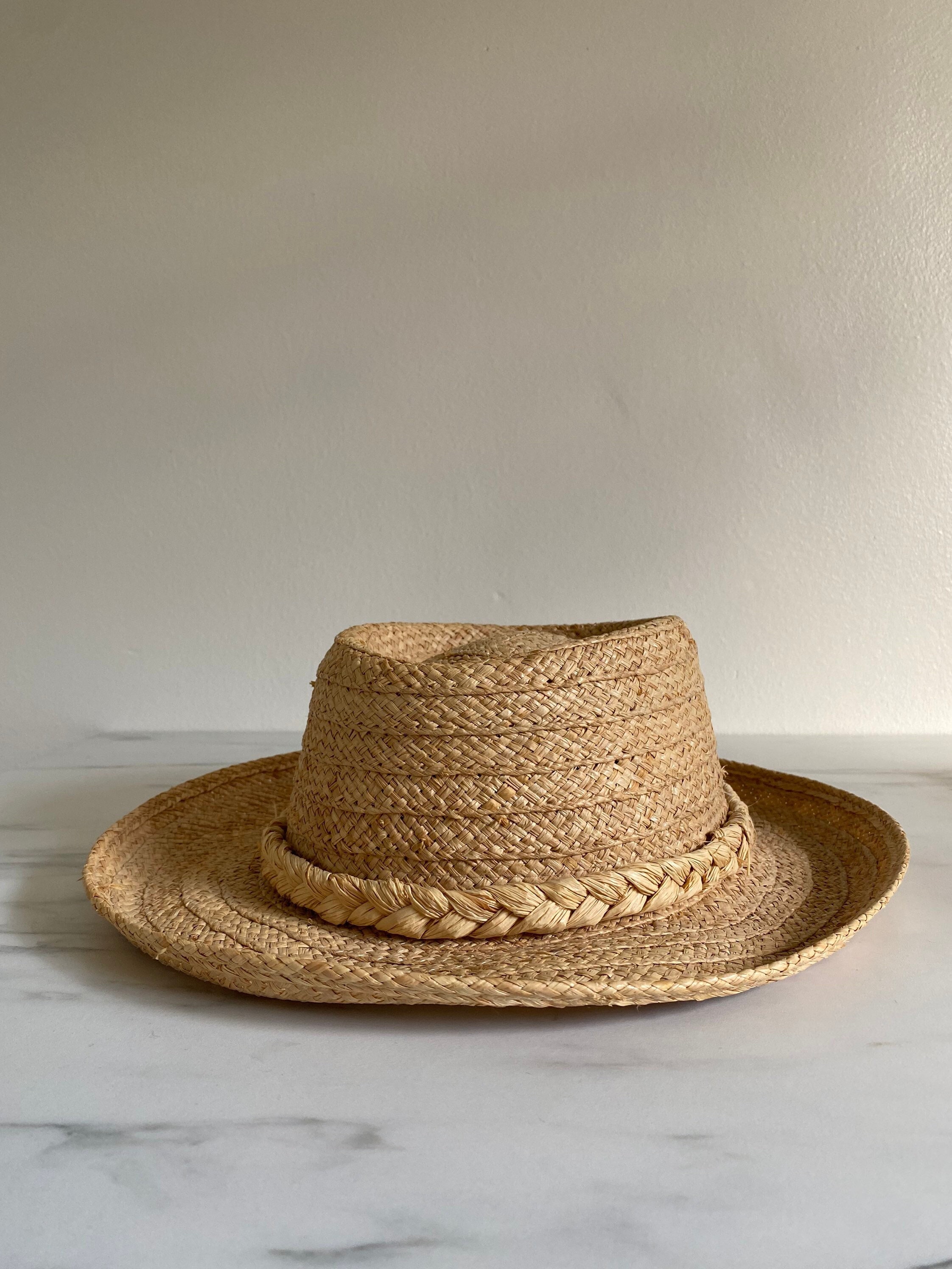 Vintage Straw Hat Genuine Raffia 