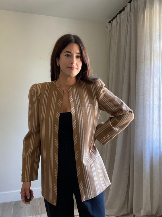 Vintage Valentino Miss V Neutral Striped Blazer | 