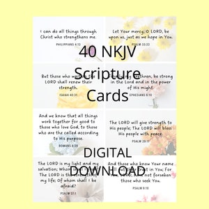 Tarjetas de las Escrituras, Versículo para memorizar, Biblia NKJV, Descarga digital de oración, Imprimible