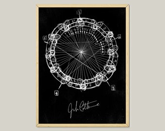 John Coltrane Giant Steps Sketch Poster-Charting for Song-Jazz Prints-Music Gift-Song Key-Chord Schemes-Digital Download-Jazz Poster