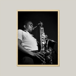 Vintage John Coltrane Jazz Poster: Black and White Art Print (Digital Download)