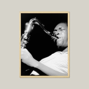 Póster vintage de John Coltrane - Impresión artística de jazz - Póster fotográfico imprimible en blanco y negro de Coltrane - Descarga digital - Póster de jazz vintage