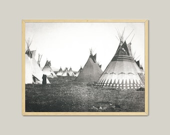 Piegan Lodge Poster: Hand-Painted Tribal Wall Art (Digital Download)